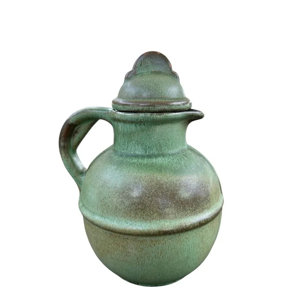 FRANKOMA Pottery Small Guernsey Juice Pitcher Prairie Green 6.5